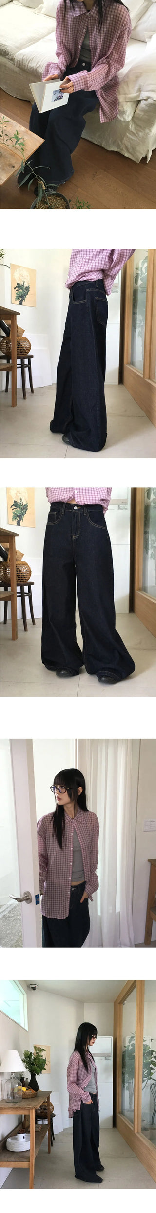Myrtle Indigo Raw Denim Long Wide Pants