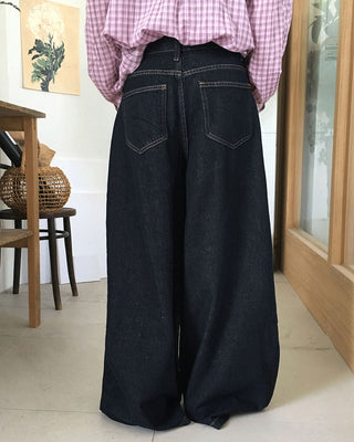 Myrtle Indigo Raw Denim Long Wide Pants