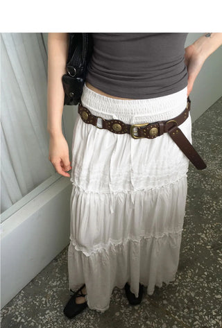 Lazel Bohemian Lace Banding String Cancan Long Skirt