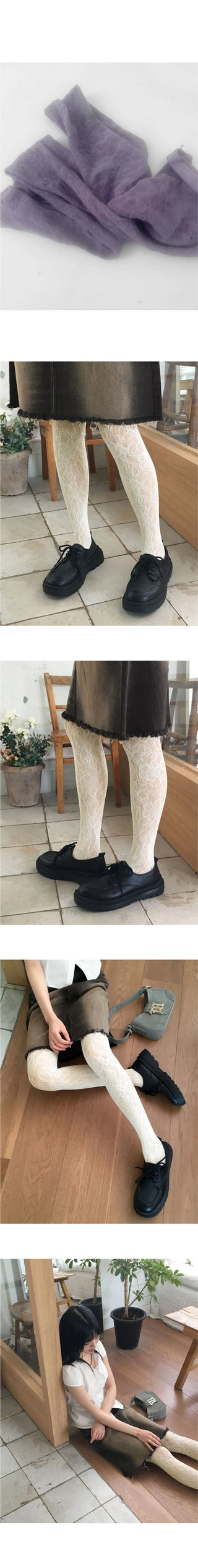 Petit Flower Lace See-through Pantyhose