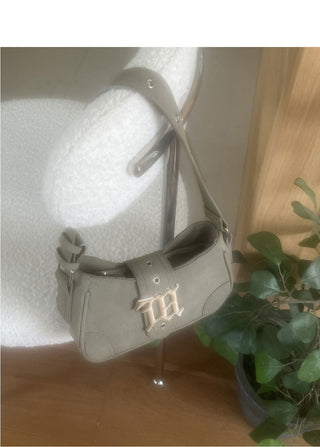 Kroll logo buckle suede Faded cross hobo shoulder bag