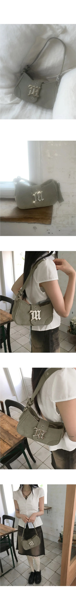 Kroll logo buckle suede Faded cross hobo shoulder bag