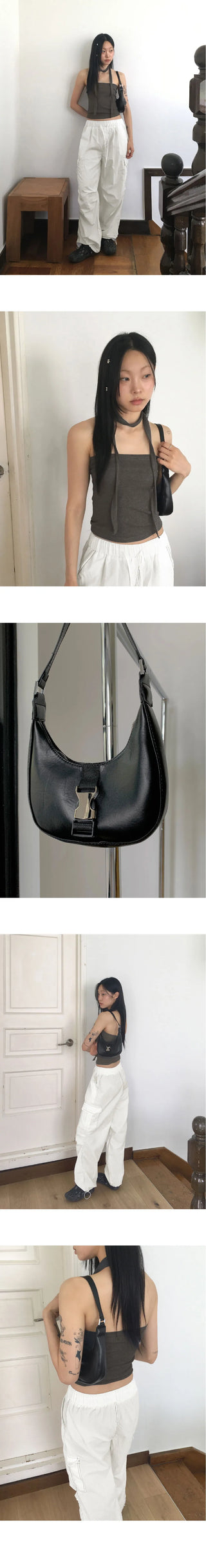 PMA buckle leather mini hobo shoulder bag