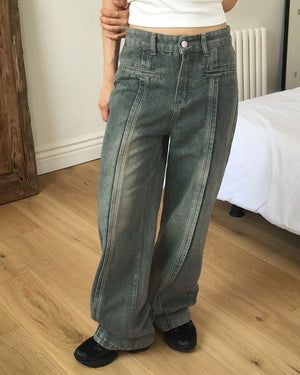 Weep Split line wide denim pants