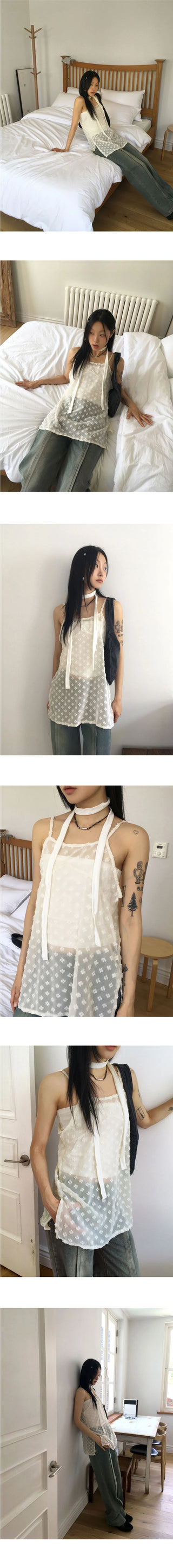 Noit see-through slit layered sleeveless Dress