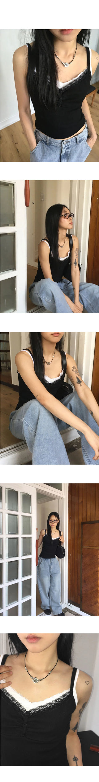 Mipha Vintage Flower Pendant Rope Necklace