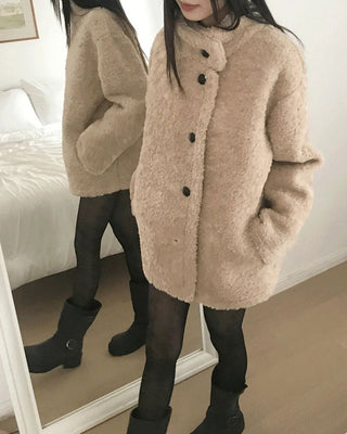 Plon Pogle Half-Neck Midi Fur Coat Jacket