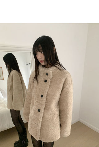 Plon Pogle Half-Neck Midi Fur Coat Jacket