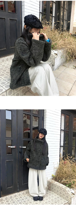 Plon Pogle Half-Neck Midi Fur Coat Jacket