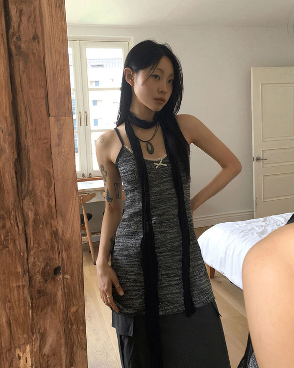 Kozuni Hippie Lace Ribbon Layered Sleeveless Mini Dress