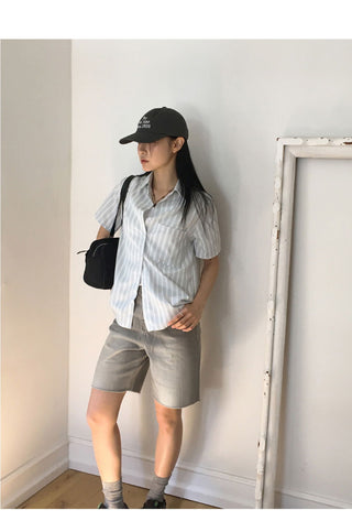 Silat Gray Faded Bermuda 5/4 Denim Shorts