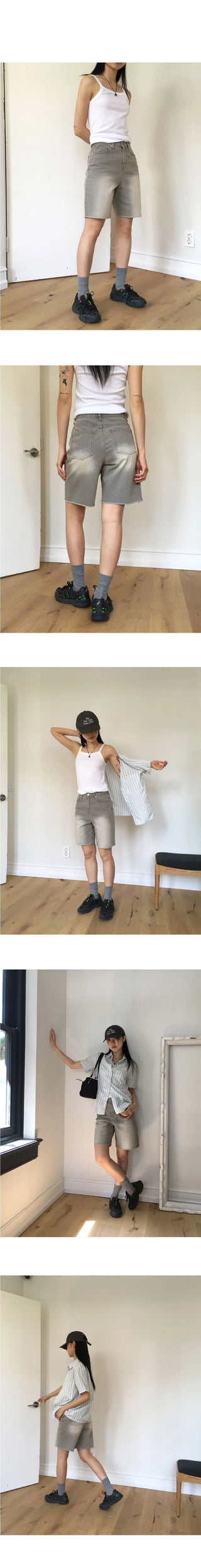 Silat Gray Faded Bermuda 5/4 Denim Shorts