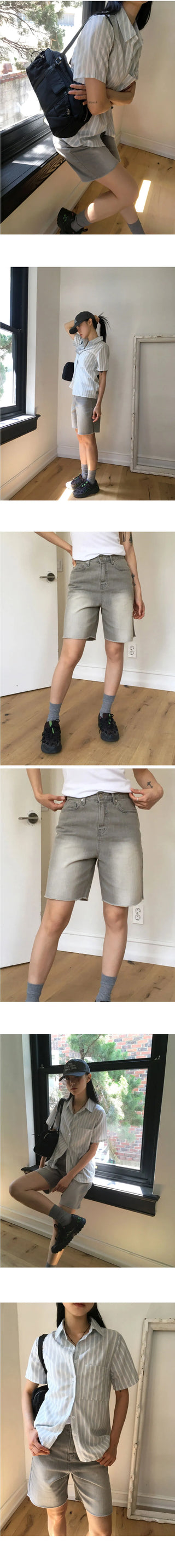 Silat Gray Faded Bermuda 5/4 Denim Shorts