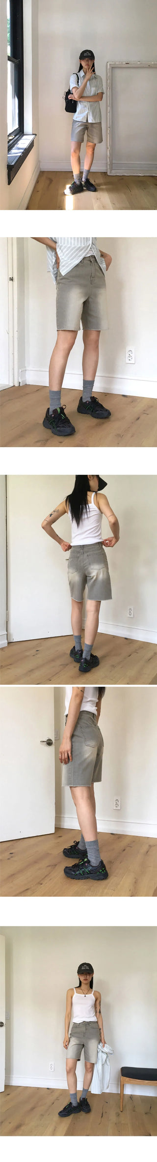 Silat Gray Faded Bermuda 5/4 Denim Shorts