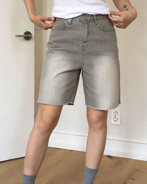 Silat Gray Faded Bermuda 5/4 Denim Shorts