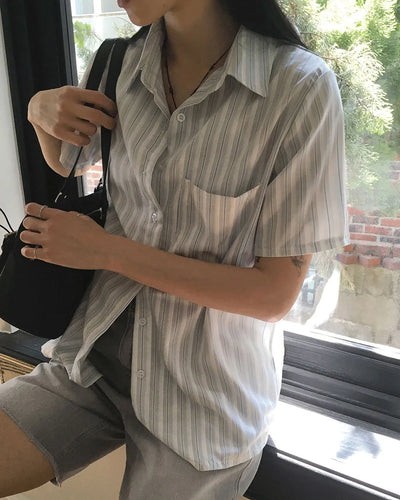 Kra overfit striped short sleeve shirt