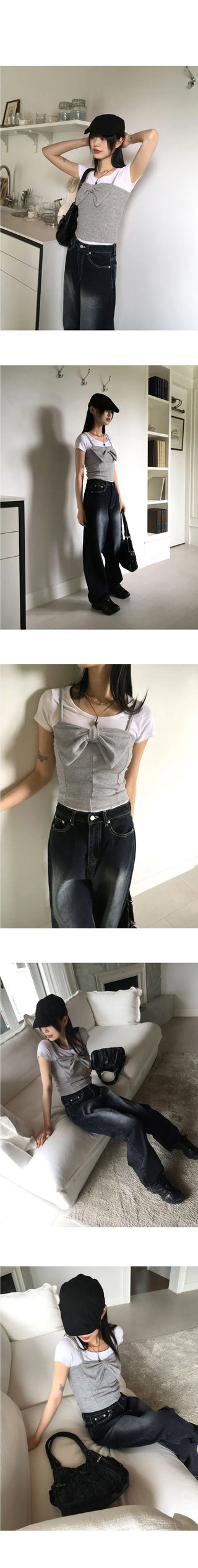 Big Volume Ribbon Split Ribbed Sleeveless
