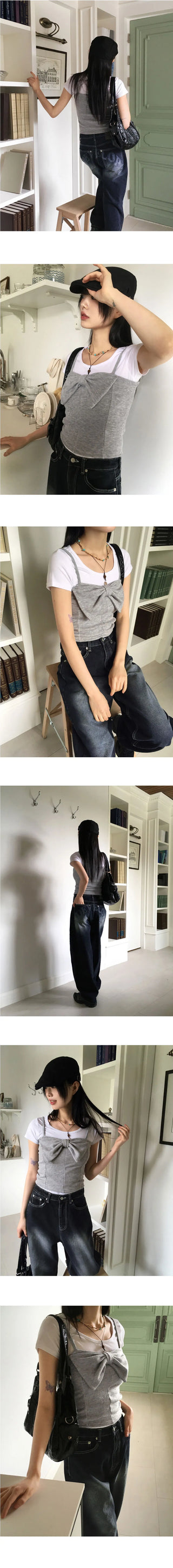 Big Volume Ribbon Split Ribbed Sleeveless
