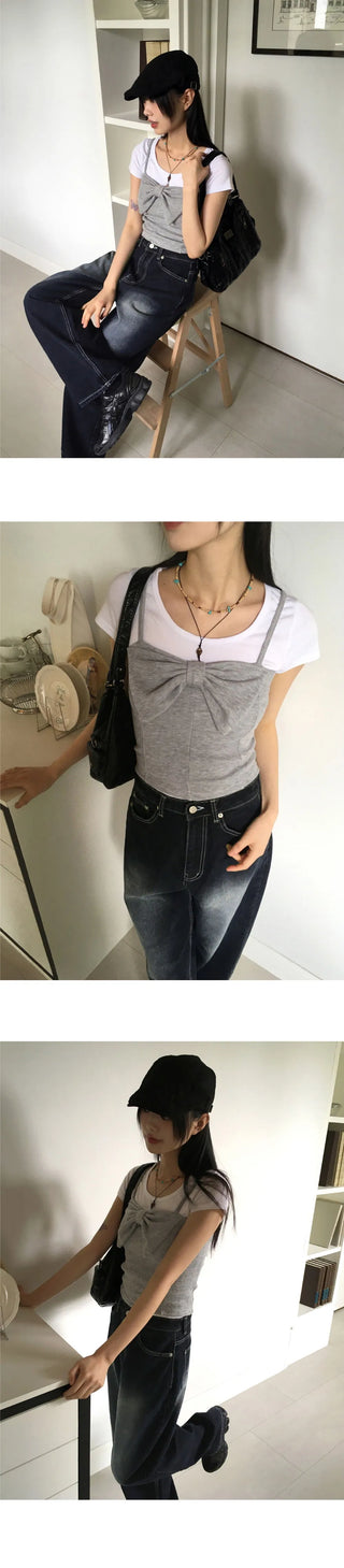 Big Volume Ribbon Split Ribbed Sleeveless