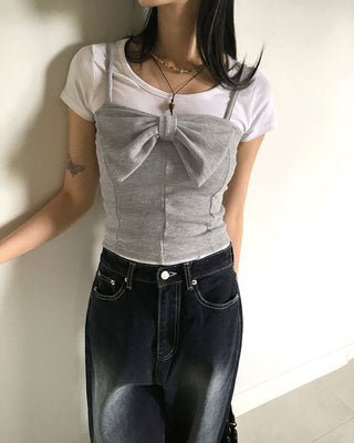 Big Volume Ribbon Split Ribbed Sleeveless