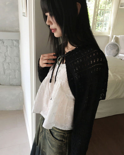 Horter Punching Strap Knitwear Bolero Cardigan