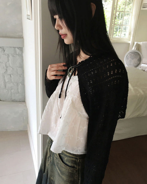 Horter Punching Strap Knitwear Bolero Cardigan