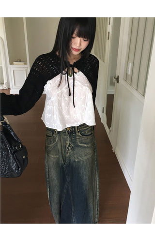 Horter Punching Strap Knitwear Bolero Cardigan