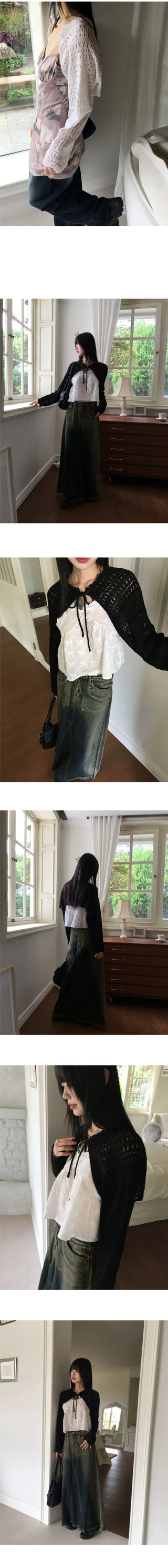 Horter Punching Strap Knitwear Bolero Cardigan