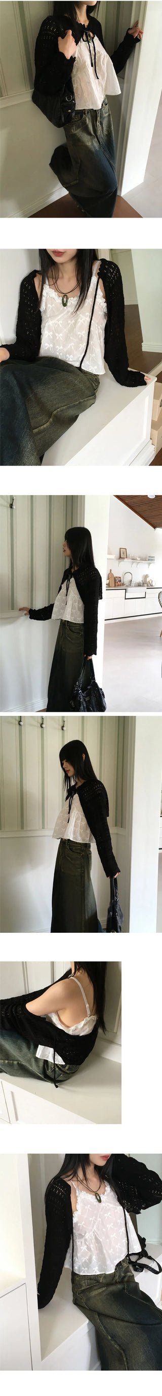 Horter Punching Strap Knitwear Bolero Cardigan