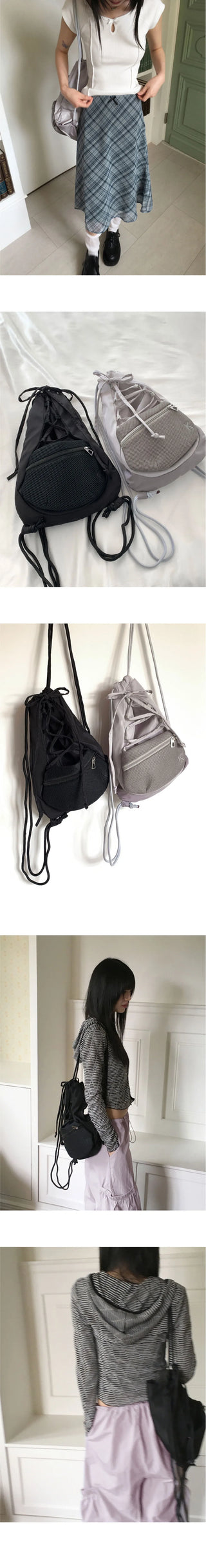 Yar Nylon Ballet Core Strap Mesh Pocket String Backpack