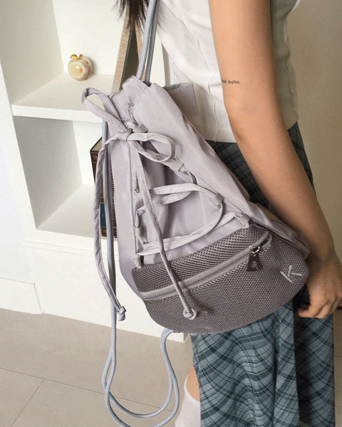 Yar Nylon Ballet Core Strap Mesh Pocket String Backpack