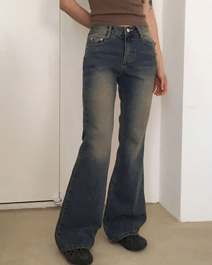 Bizzle Faded denim long Flared pants