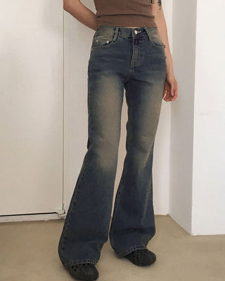 Bizzle Faded denim long Flared pants