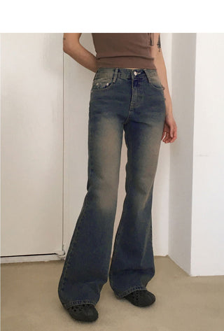 Bizzle Faded denim long Flared pants