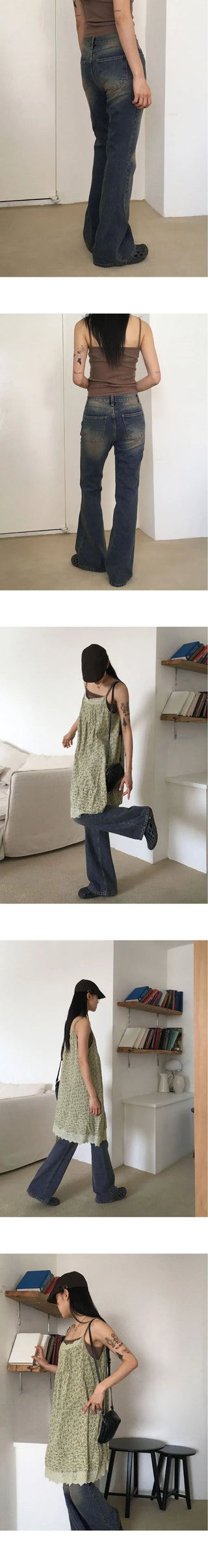 Bizzle Faded denim long Flared pants