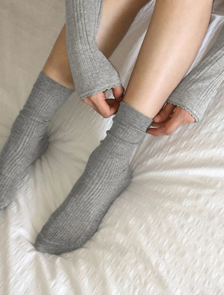 Tijou Ribbed see-through long knee socks