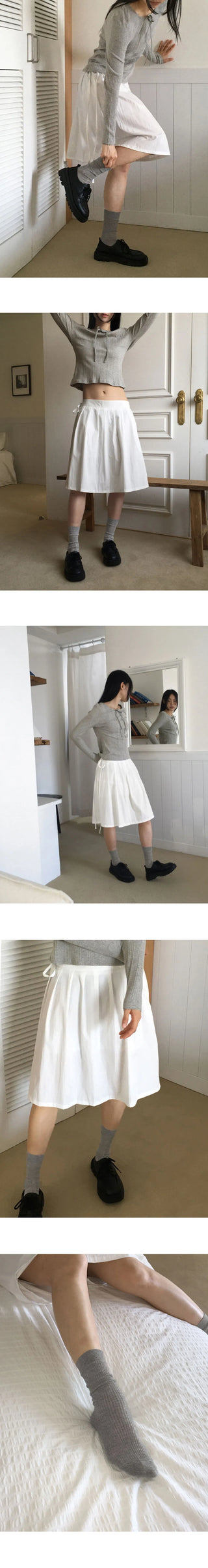 Tijou Ribbed see-through long knee socks