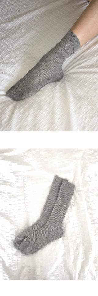 Tijou Ribbed see-through long knee socks