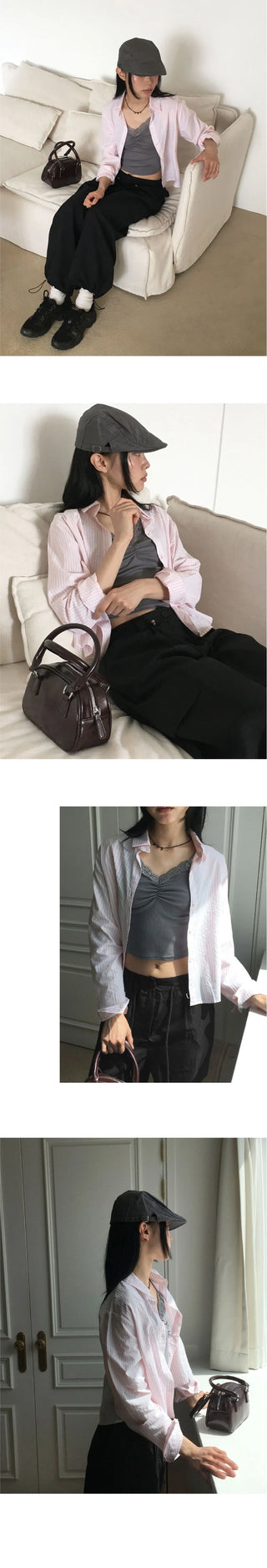 Kipped nylon two-way back banding cargo long wide jogger pants