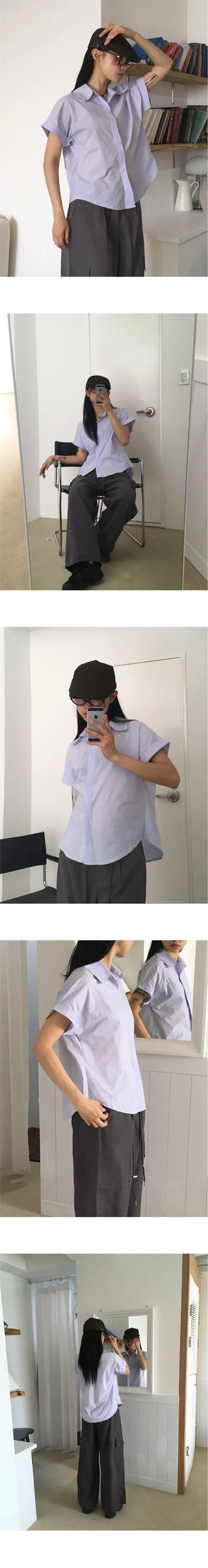 Mews Basic Roll-Up Gulim Cotton Short-Sleeve Shirt