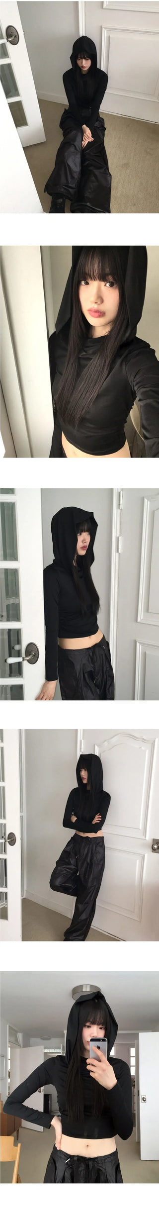 Bloomer draped slim crop hooded sweatshirt