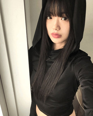 Bloomer draped slim crop hooded sweatshirt