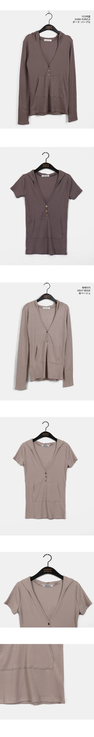 Tibot Vintage Button V-Neck Ribbed Sweatshirt