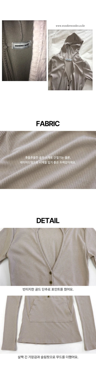 Tibot Vintage Button V-Neck Ribbed Sweatshirt