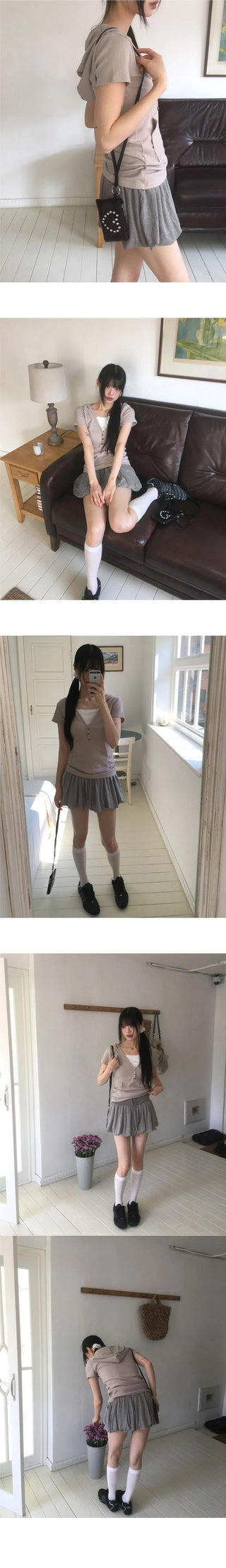 Tibot Vintage Button V-Neck Ribbed Sweatshirt