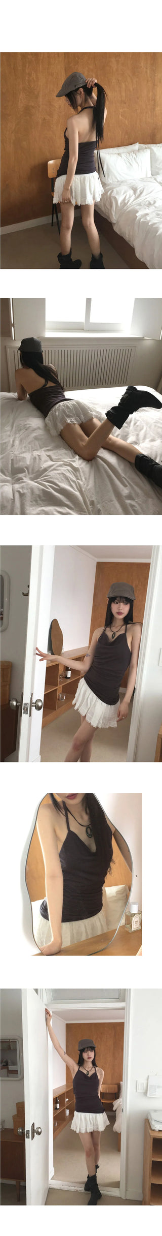 Cheater Drape Halter Straps Long Sleeveless