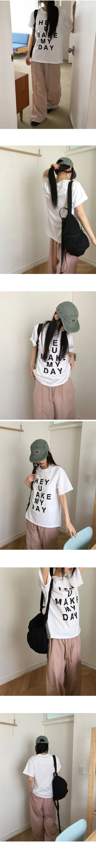 Heyyou lettering cropped short-sleeved T-shirt