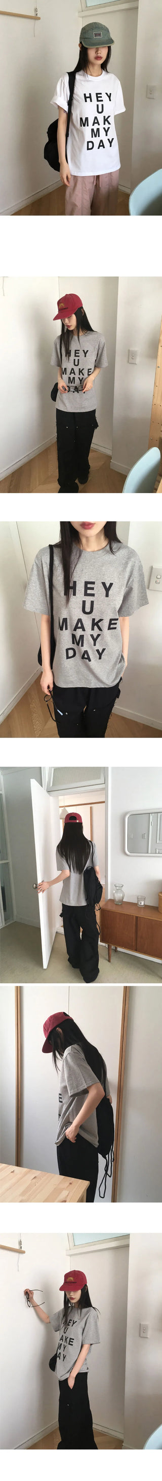 Heyyou lettering cropped short-sleeved T-shirt