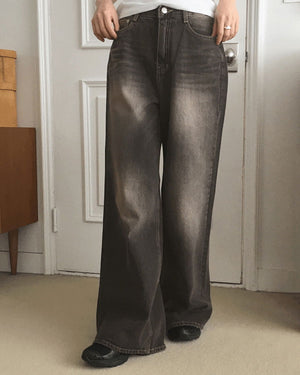 Cellne Faded Denim Long Wide Pants