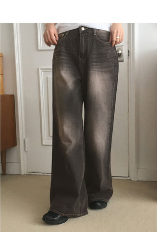 Cellne Faded Denim Long Wide Pants